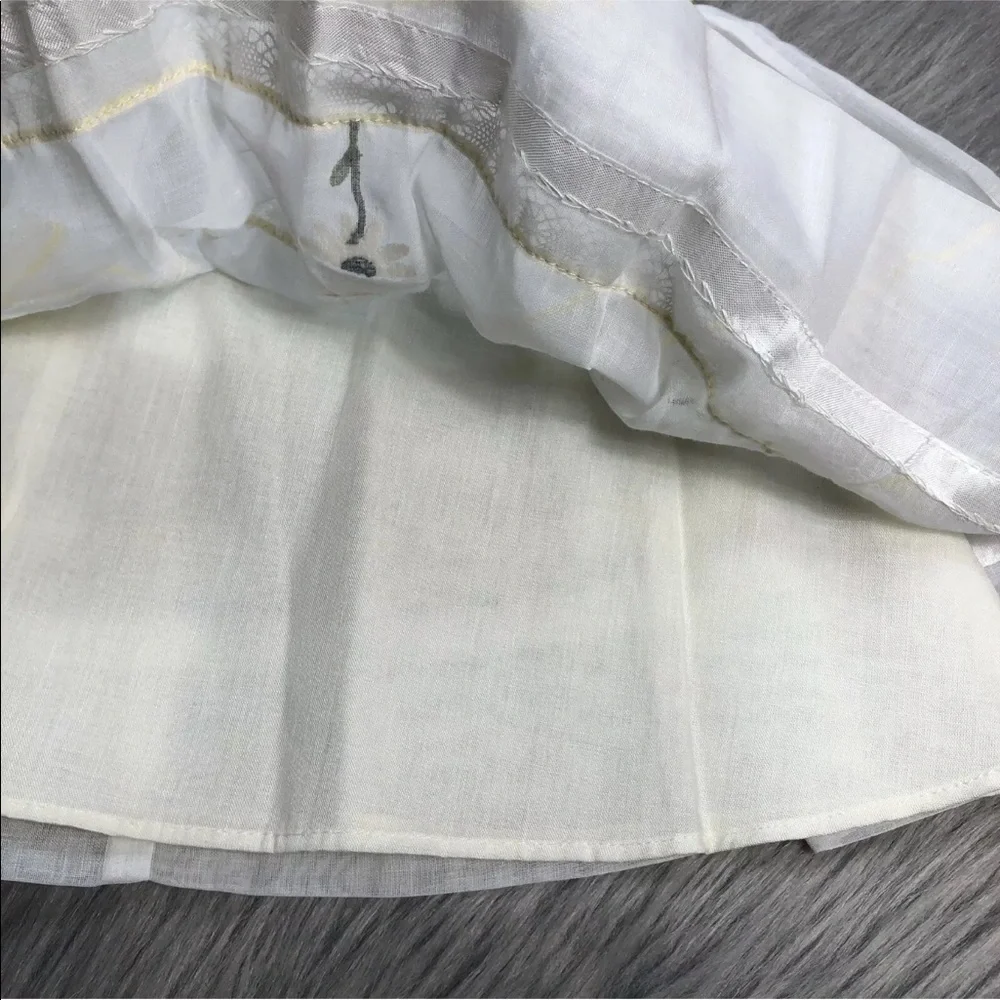Ruth Of Carolina Vintage Girls White Yellow Black Striped Floral Dress